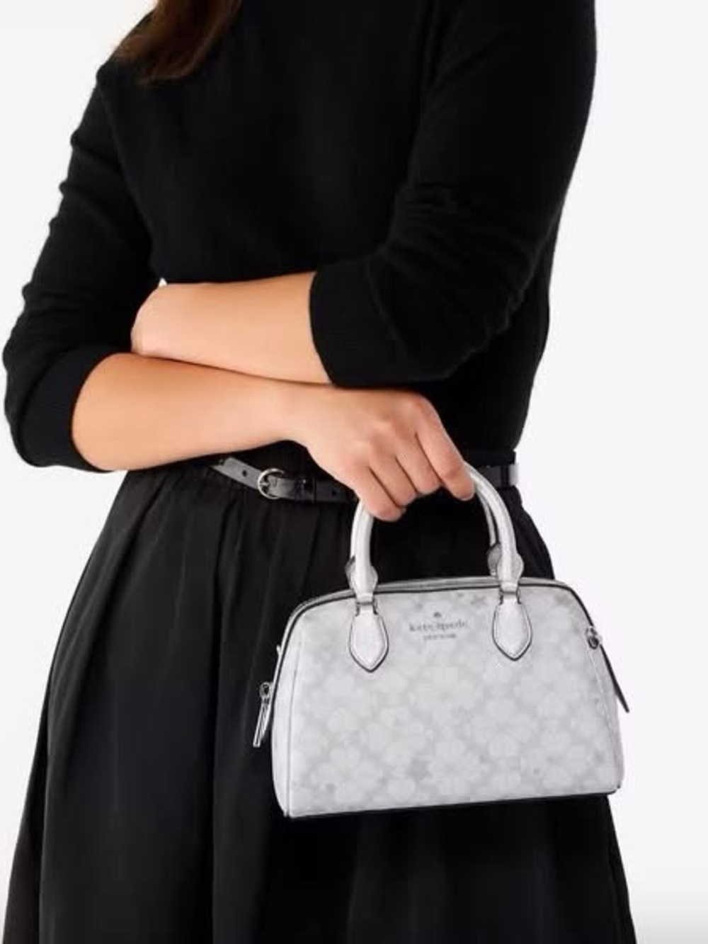 NWT kate spade White Floral Dome Satchel with Top Handles